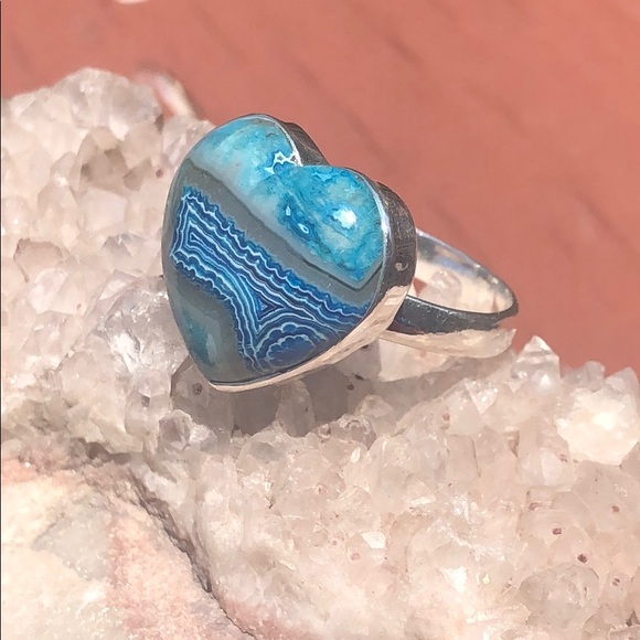 BOUTIQUE LACE AGATE 925 STERLING SILVER RING, 8.5 - Picture 4 of 8